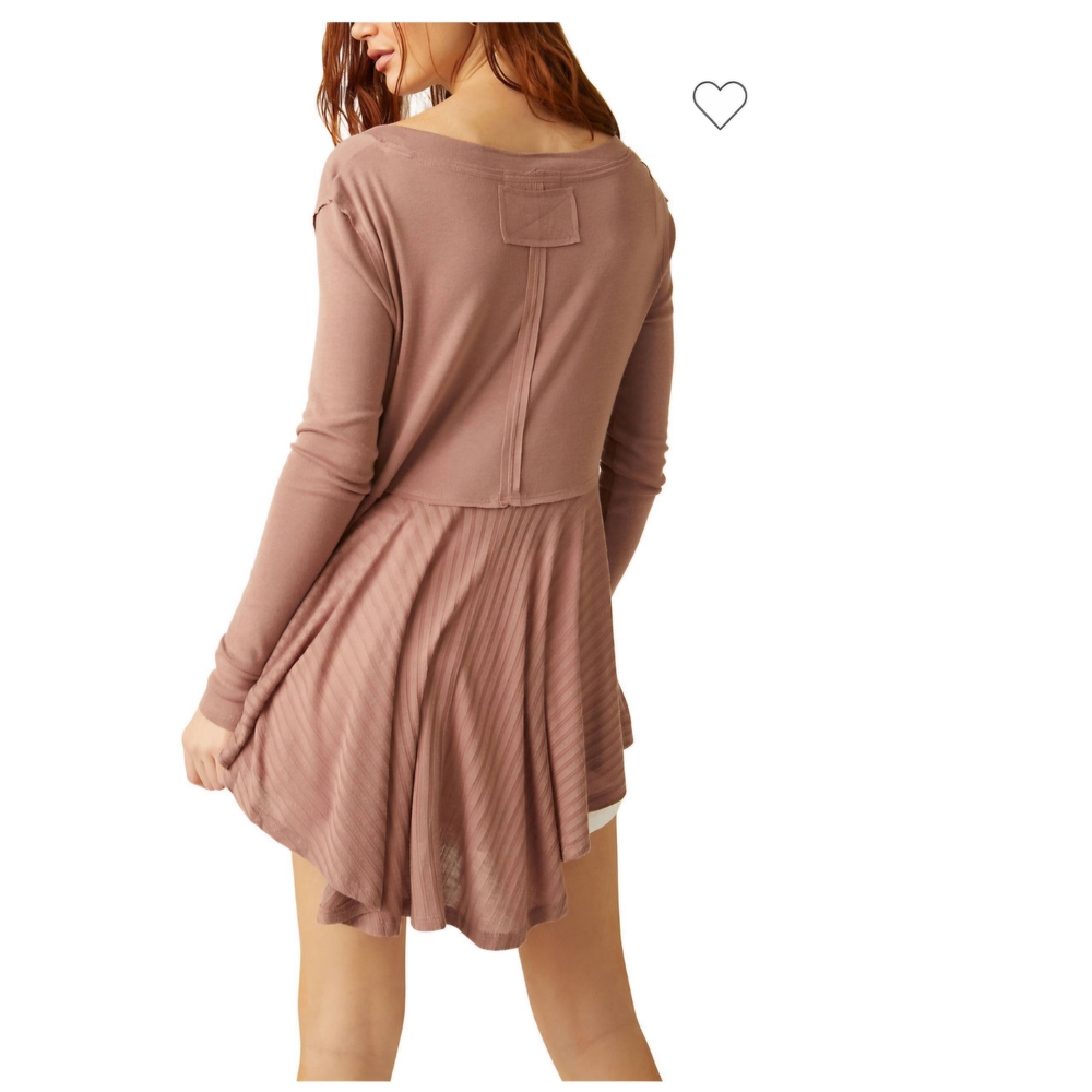 Free People Pink Pleated Long Sleeve Sweater